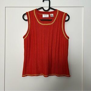 KEVO Collection Womens Tank Top Vest Medium Orange Sleeveless Knit Silk Cotton